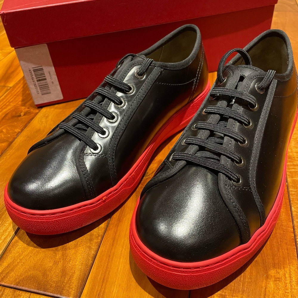 Salvatore Ferragamo Fulton Black and Red Sneakers